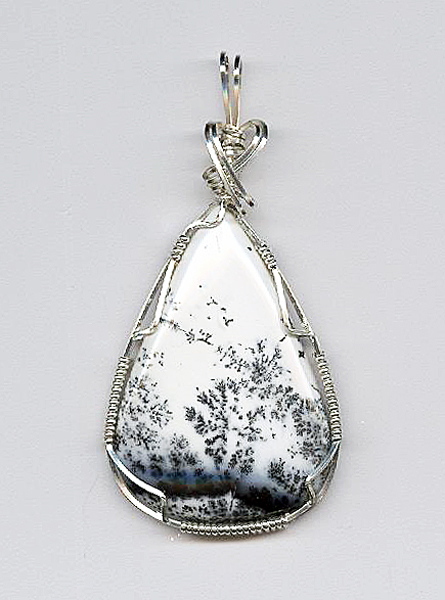 Wire Wrapped Dendritic Opal Pendant