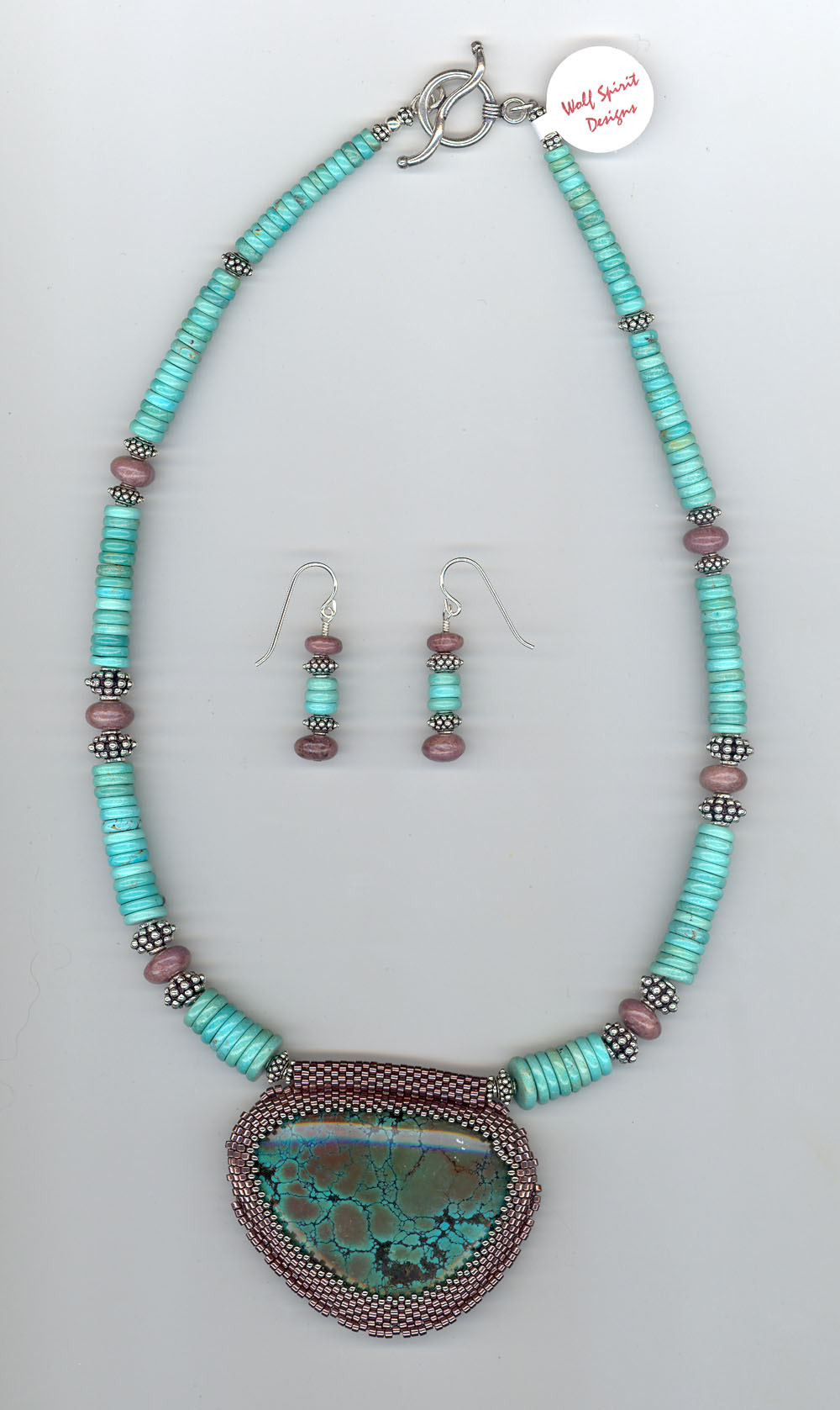 Turquoise and Purple Jade Necklace Set