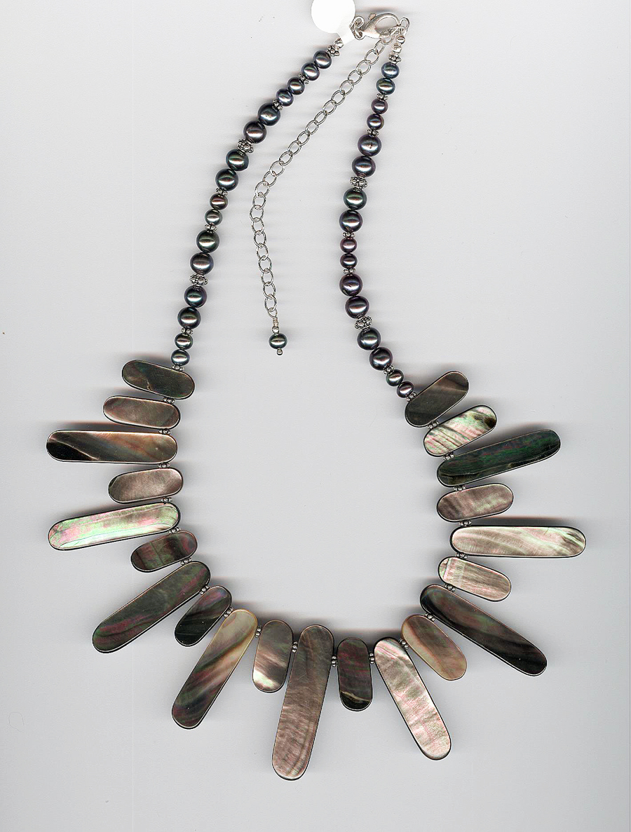 Freshwater Pearl and Black Lip Shell Necklace